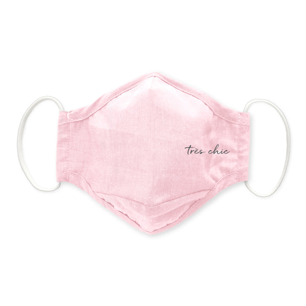 3-Layer Woven Cotton Chambray Face Mask, Pink, Tres Chic