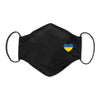 3-Layer Woven Cotton Chambray Face Mask, I Heart Ukraine, Black