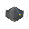 3-Layer Woven Cotton Chambray Face Mask, I Heart Ukraine, Black