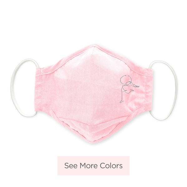 3-Layer Woven Cotton Chambray Face Mask, Pink, Skater Layback