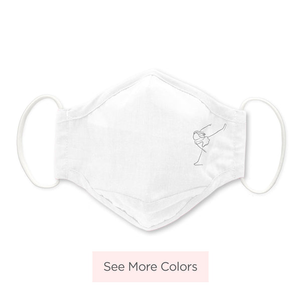 3-Layer Woven Cotton Chambray Face Mask, White, Skater Spiral - SEE MORE COLORS