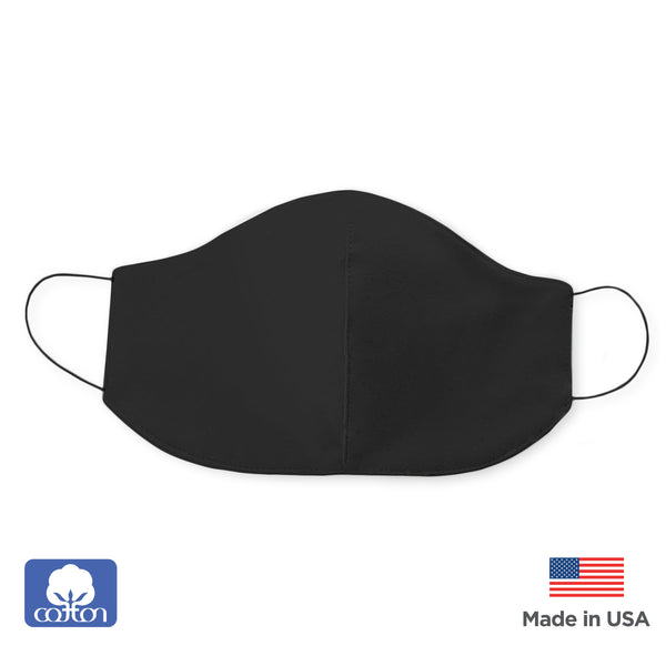 2-Layer Cotton Flannel Face Mask, Black, 6 Prepack
