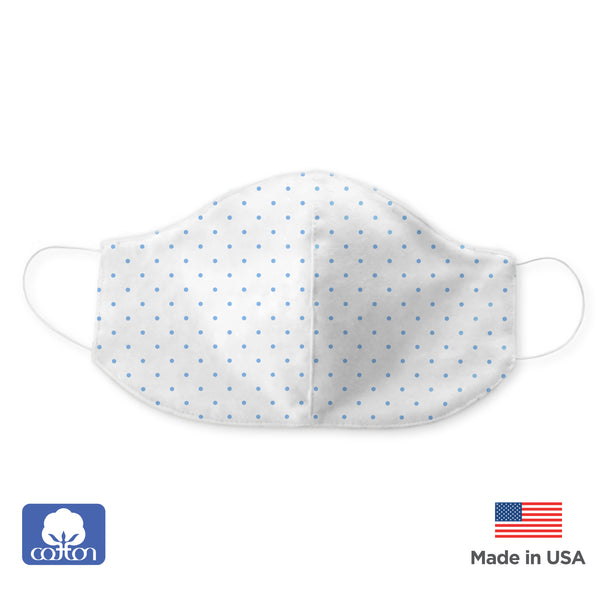 2-Layer Cotton Flannel Face Mask, Polka Dots, Blue, 10 Prepack