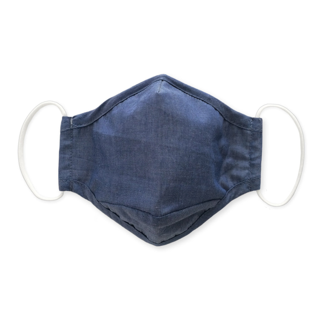 3-Layer Woven Cotton Chambray Face Mask, Denim