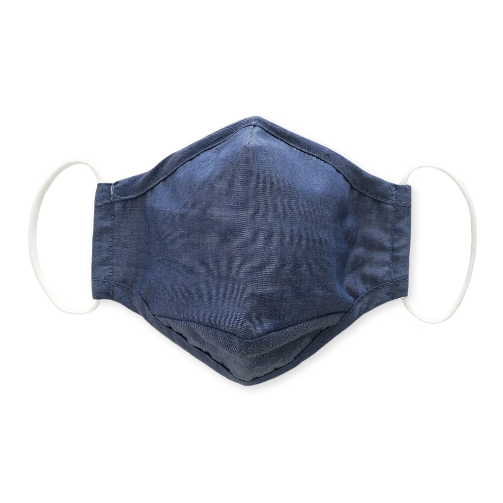 Adult Cloth Face Mask, 3-Layer Cotton Chambray, Denim, 100 Pack