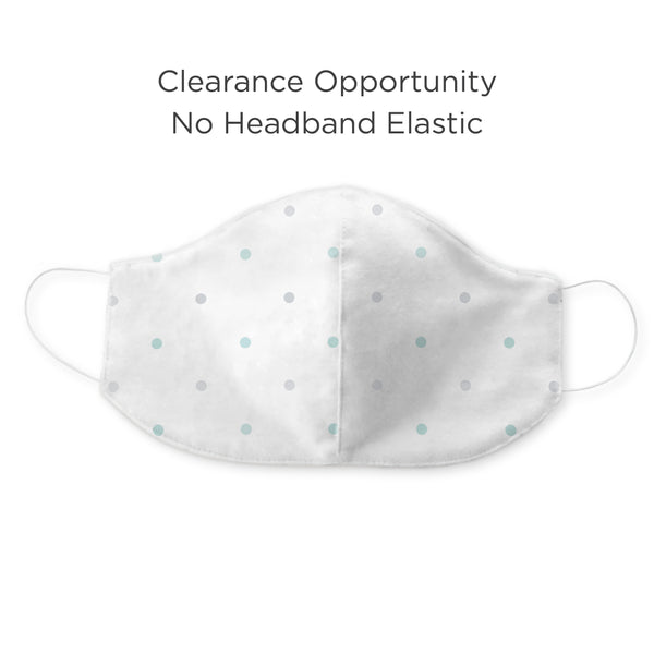 Clearance - 2-Layer Cotton Mask with NO Headband - Little Dots, Sterling & SeaCrystal, Large