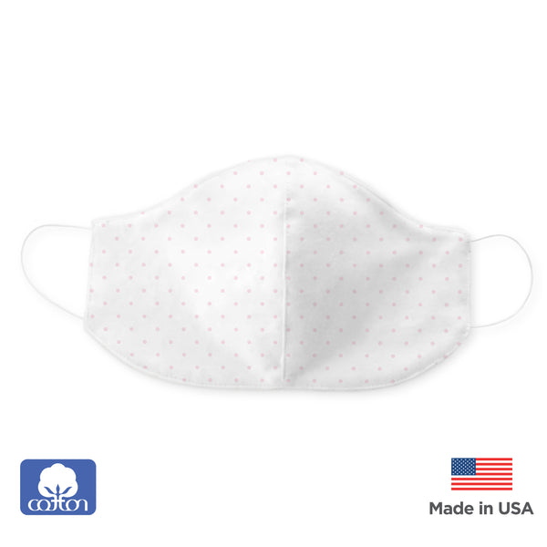 2-Layer Woven Soft Brushed Cotton Face Mask, Polka Dots, Pink, Made in USA - SPECIAL Price