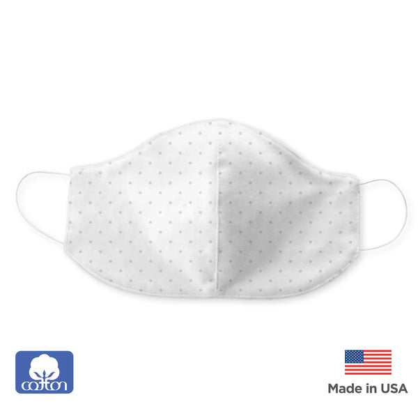 2-Layer Cotton Flannel Face Mask, Polka Dots, Sterling, 6 Prepack