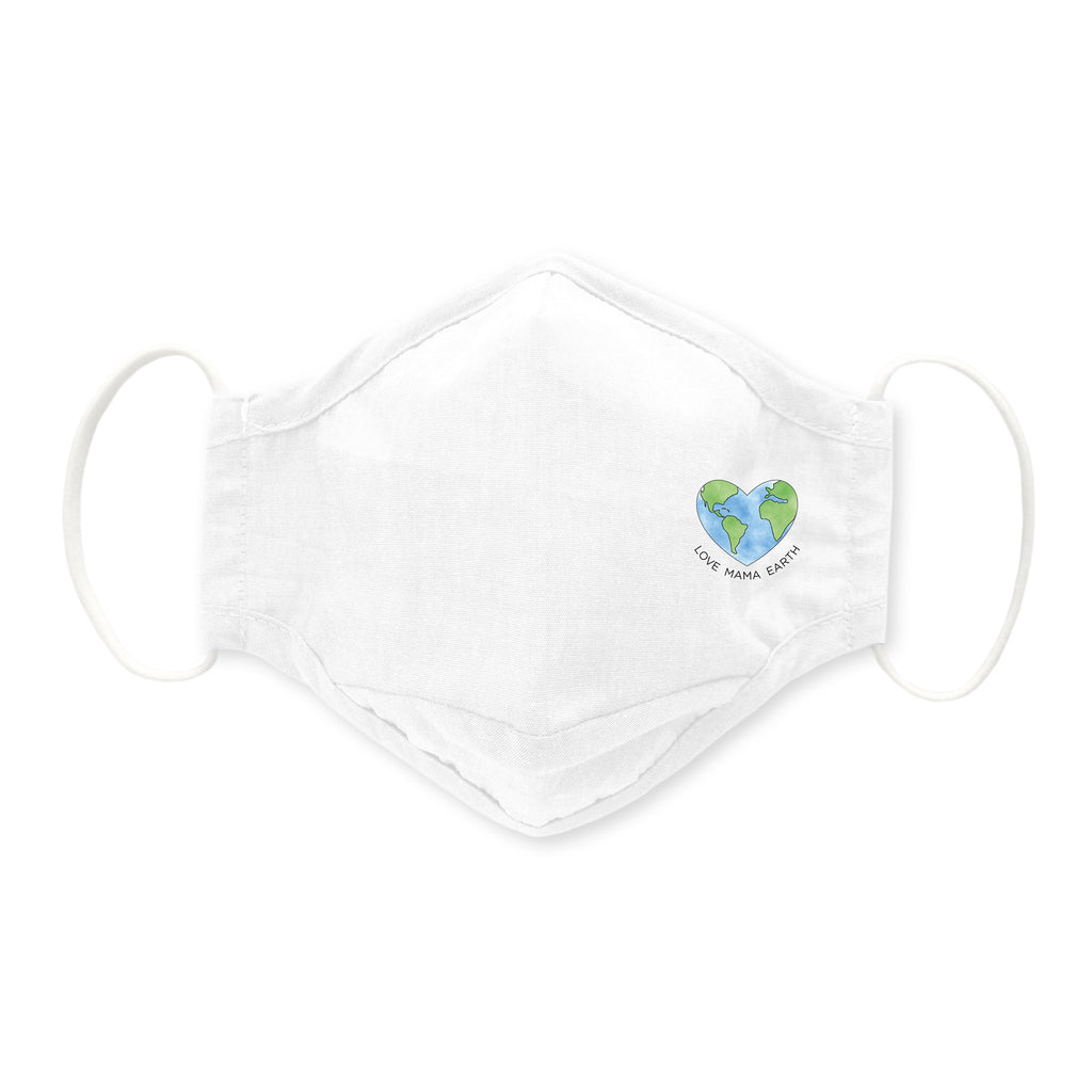 3-Layer Woven Cotton Chambray Face Mask, White, Love Mama Earth