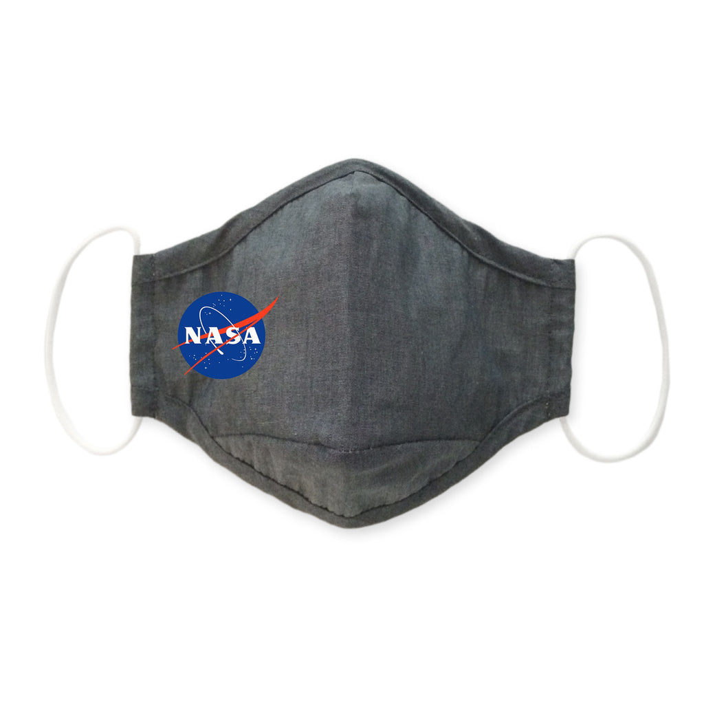 3-Layer Woven Cotton Chambray Face Mask, NASA, Charcoal Gray