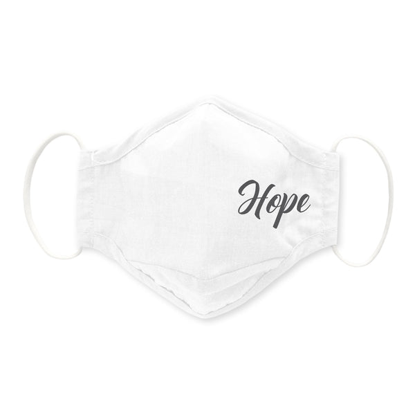 3-Layer Woven Cotton Chambray Face Mask, White - Hope