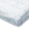 Flannel Fitted Crib Sheet - Mod Circles on White, Pastel Blue