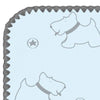 Ultimate Swaddle Blanket - Doggie & Star Ball on Pastel Blue with Dark Gray Trim
