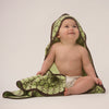 Terry Velour Hooded Towel - Brown Mod Circles, Lime