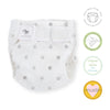 Amazing Baby SmartNappy Cotton Muslin Hybrid Reusable Cloth Diaper Cover + 1 Reusable Insert + 1 Reusable Booster - Multi Mini Watercolor Dots, Gray