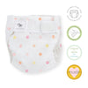 Amazing Baby SmartNappy Cotton Muslin Hybrid Reusable Cloth Diaper Cover + 1 Reusable Tri-Fold Insert + 1 Reusable Booster - Multi Mini Watercolor Dots, Pinks, Peach, Yellow