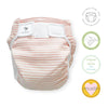 Amazing Baby SmartNappy Cotton Muslin Hybrid Reusable Cloth Diaper Cover + 1 Reusable Tri-Fold Insert + 1 Reusable Booster - Tiny Stripes, Peachy Pink