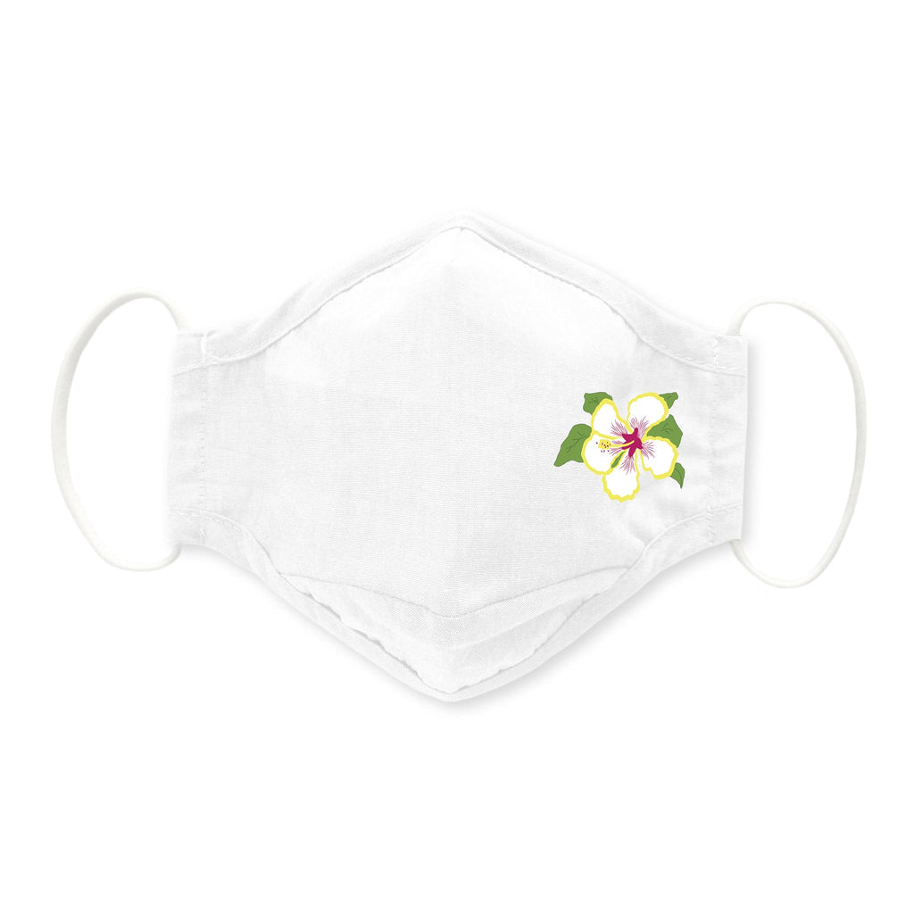 3-Layer Woven Cotton Chambray Face Mask, Hibiscus Flower