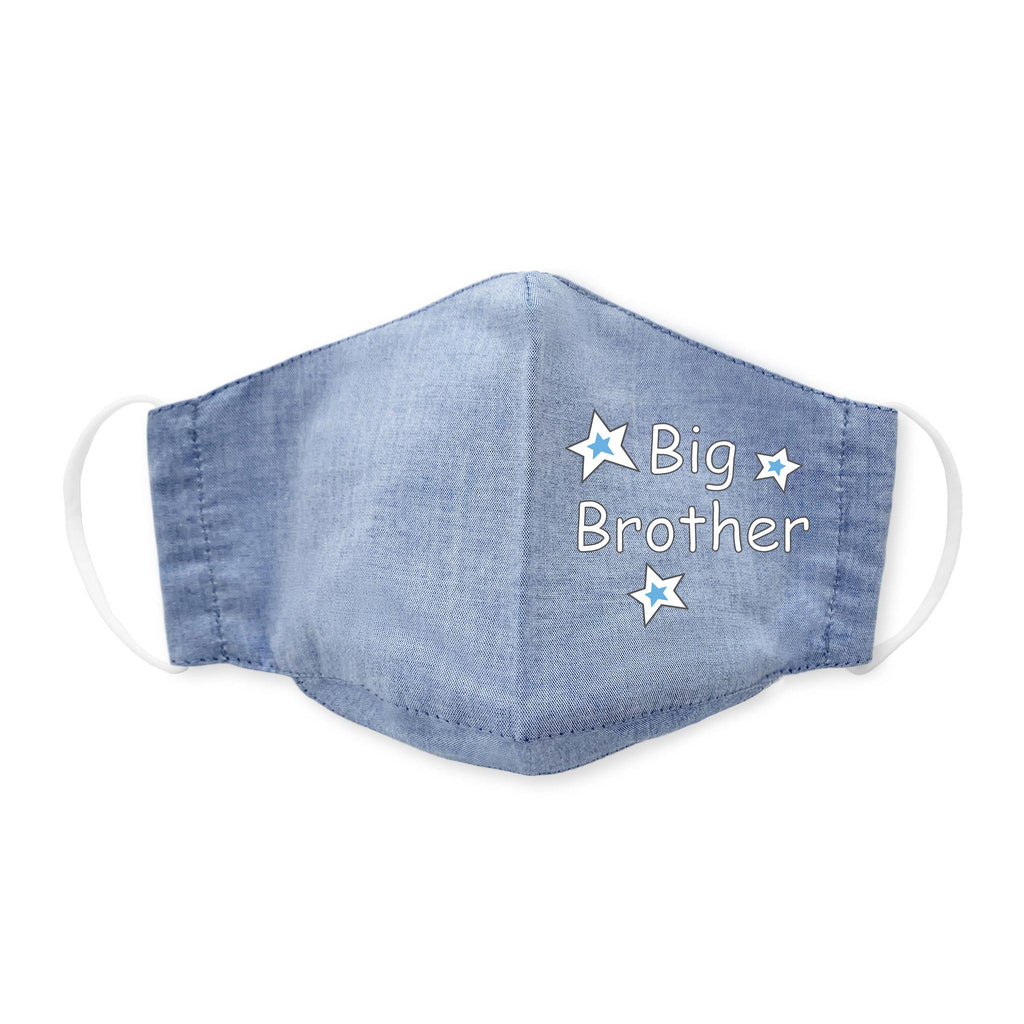 Kids Face Mask, 3-Layer Woven Cotton Chambray, Light Denim, Big Brother