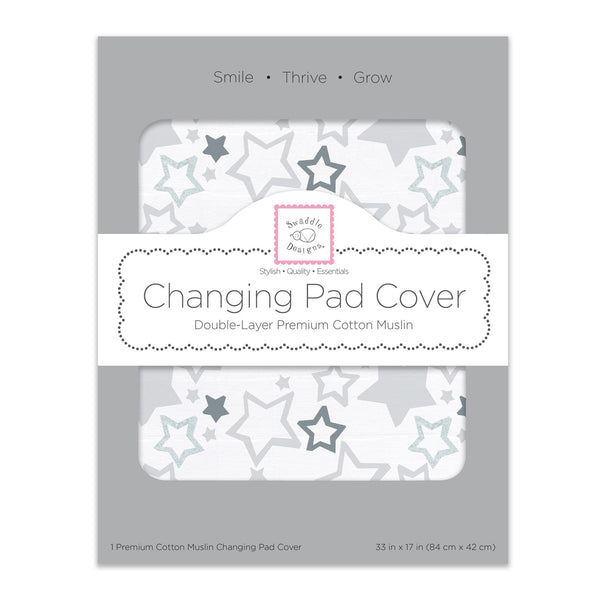 Muslin Changing Pad Cover - Sterling Starshine Shimmer