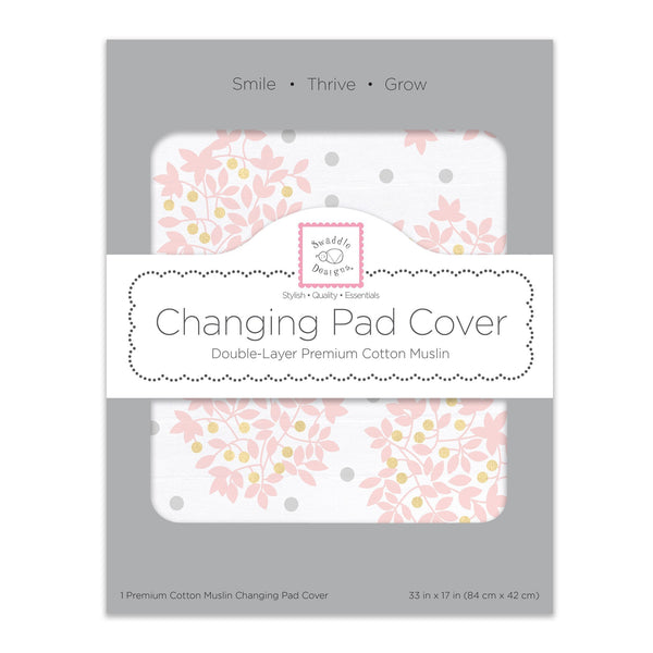 Muslin Changing Pad Cover - Heavenly Floral with Shimmer