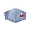 Kids Face Mask, 3-Layer Woven Cotton Chambray, Light Denim, Cuppa Hot Cocoa