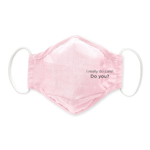 3-Layer Woven Cotton Chambray Face Mask, I Really Do Care, Pink