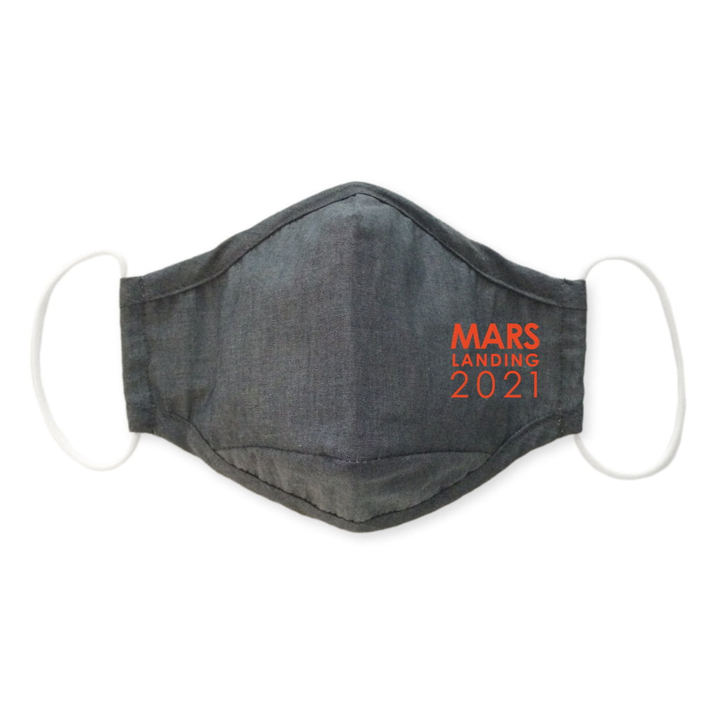 3-Layer Woven Cotton Chambray Face Mask, Charcoal Gray, Mars Landing 2021
