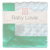 Baby Lovie - White Plush Dots with SeaCrystal Silky Satin Trim