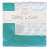 Baby Lovie - White Plush Dots with silky satin  Turquoise trim