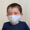 Kids Face Mask, 2-Layer Cotton Flannel, Child Size Playful Dots, Blue, 6 Prepack
