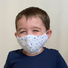 Kids Face Mask, 2-Layer Woven Cotton Flannel, White, Child Size, I Love School