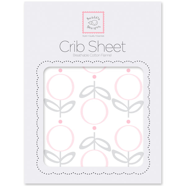 Flannel Fitted Crib Sheet - Geo Floral, Pink