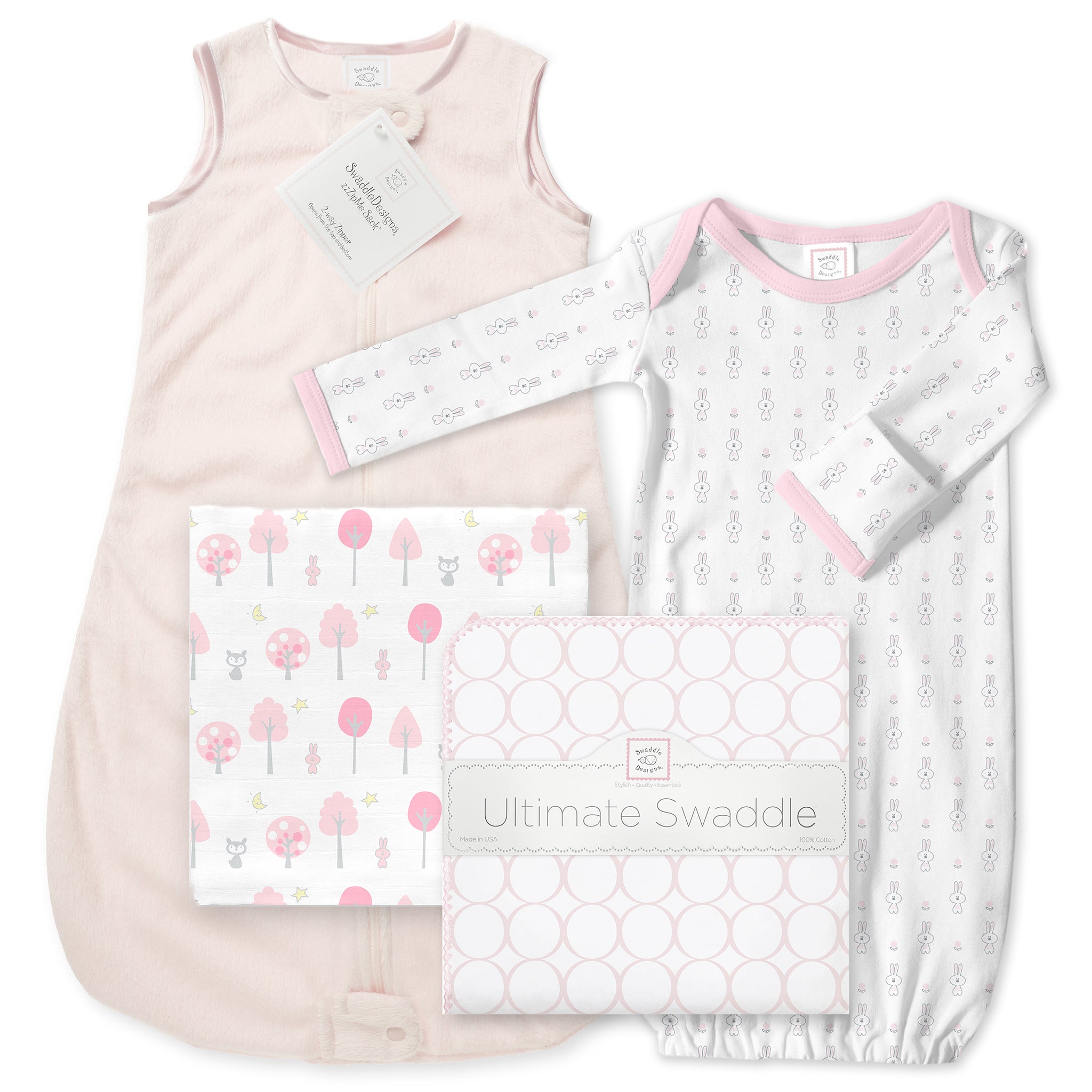 Baby Velvet zzZipMe Sack Ultimate, Muslin Swaddle Newborn Gift Set