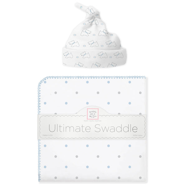 White swaddle and discount hat