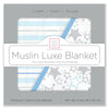 Muslin Luxe Blanket - 4-Layers of Incredibly Soft Muslin - Great for Toddler and Young Child, Reversible Design - Starshine and Stripes Shimmer, Blue