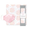 Muslin Swaddle and 3-Layer Cotton Chambray Face Mask Set - Heavenly Floral Pink