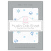 Muslin Fitted Crib Sheet - Ahoy, Pastel Blue