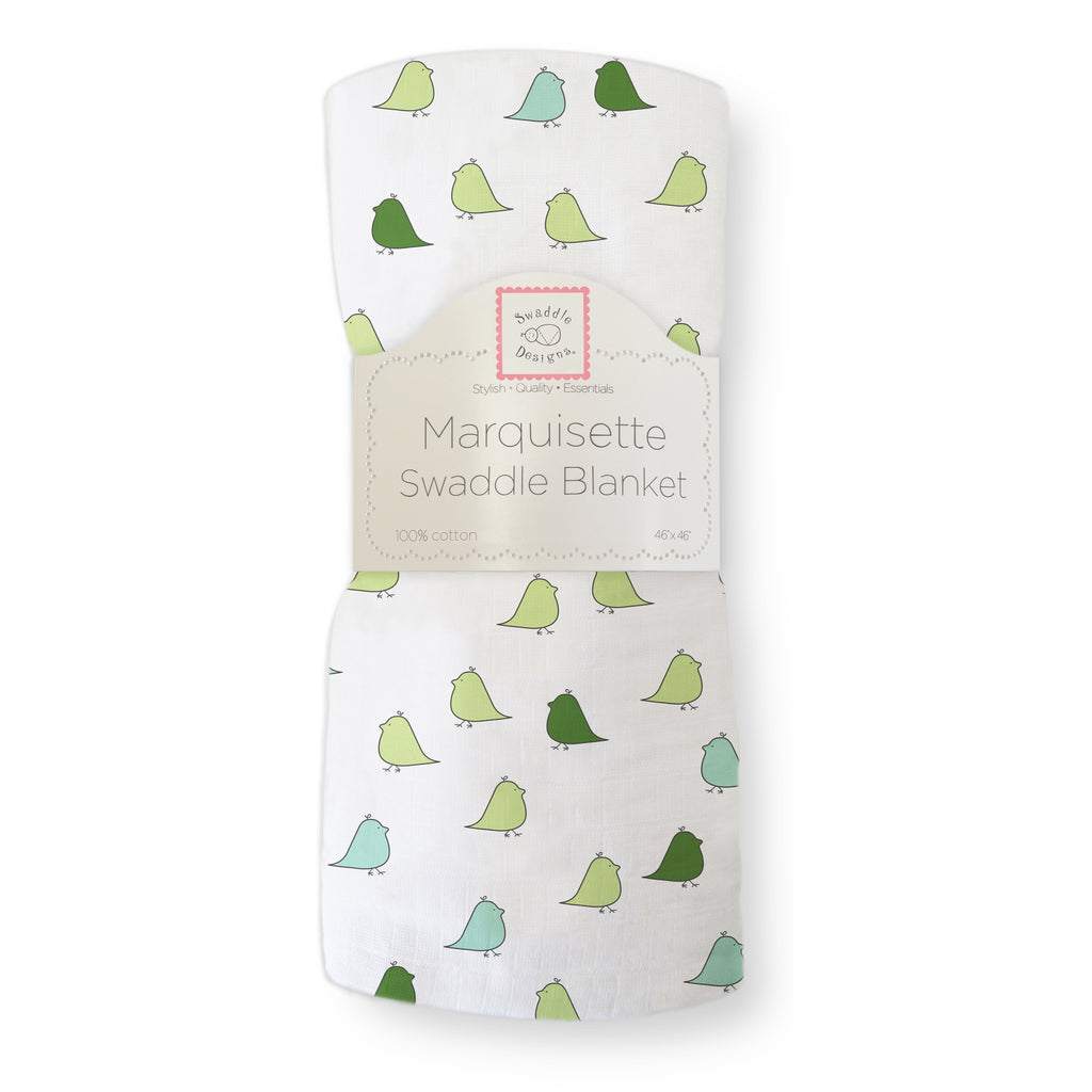 Marquisette Swaddle Blanket - Little Chickies, Turquoise - ONLY 3 LEFT!