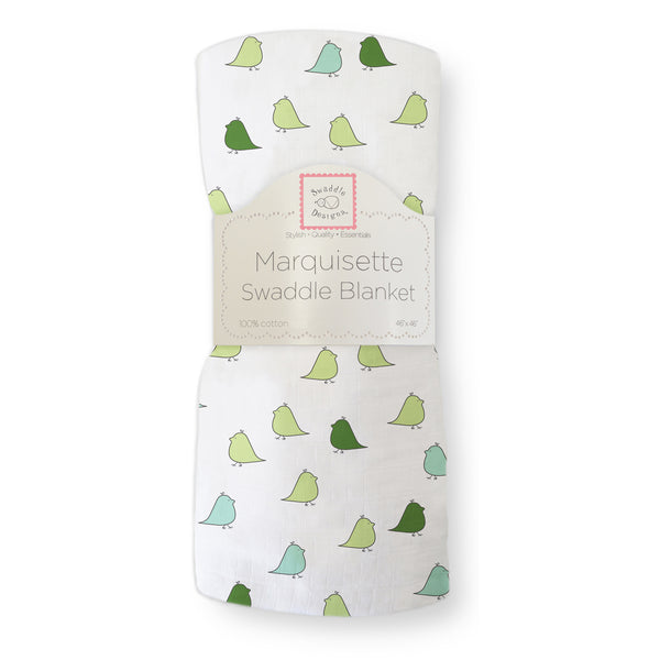 Marquisette Swaddle Blanket - Little Chickies, Turquoise - ONLY 3 LEFT!