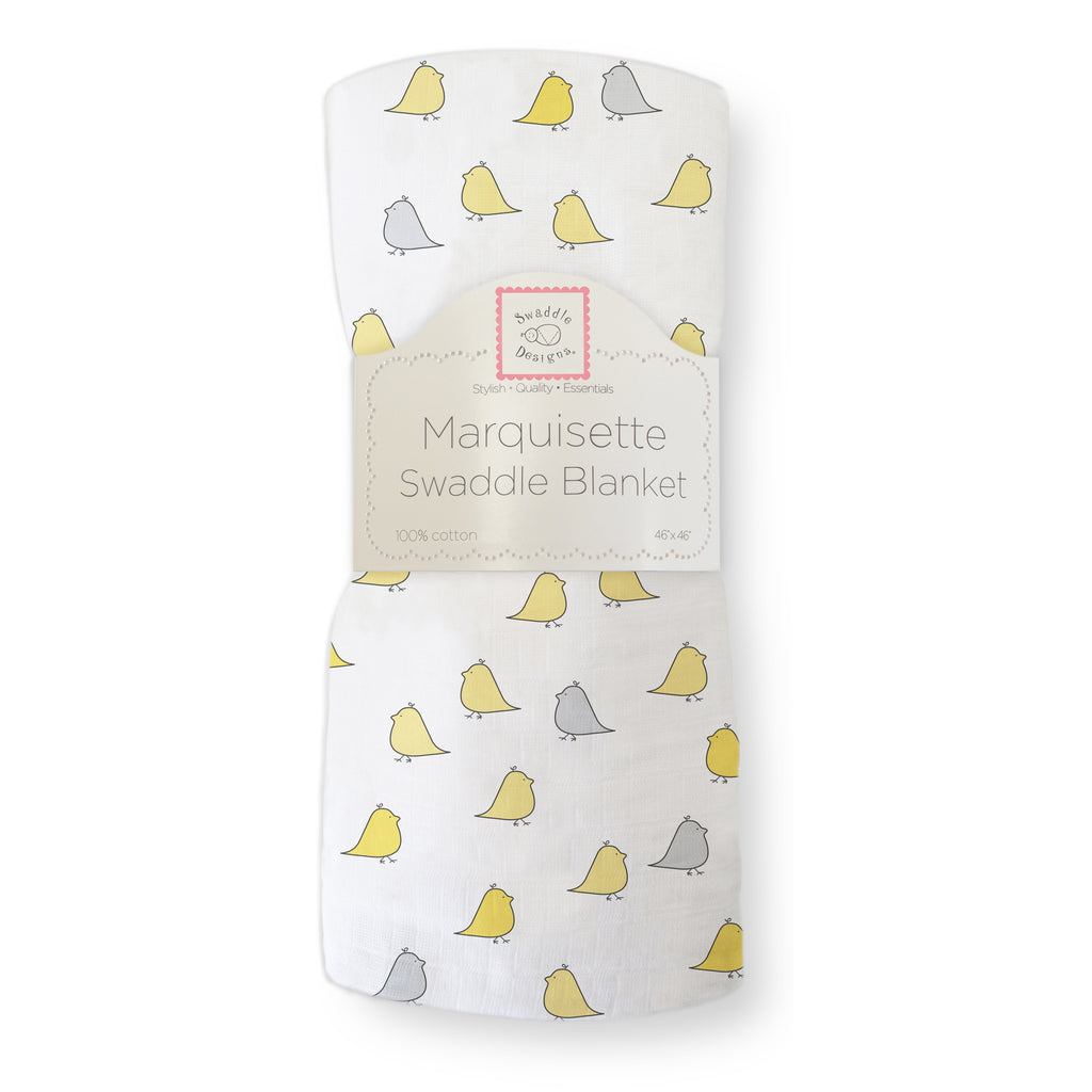 Marquisette Swaddle Blanket - Little Chickies, Yellow