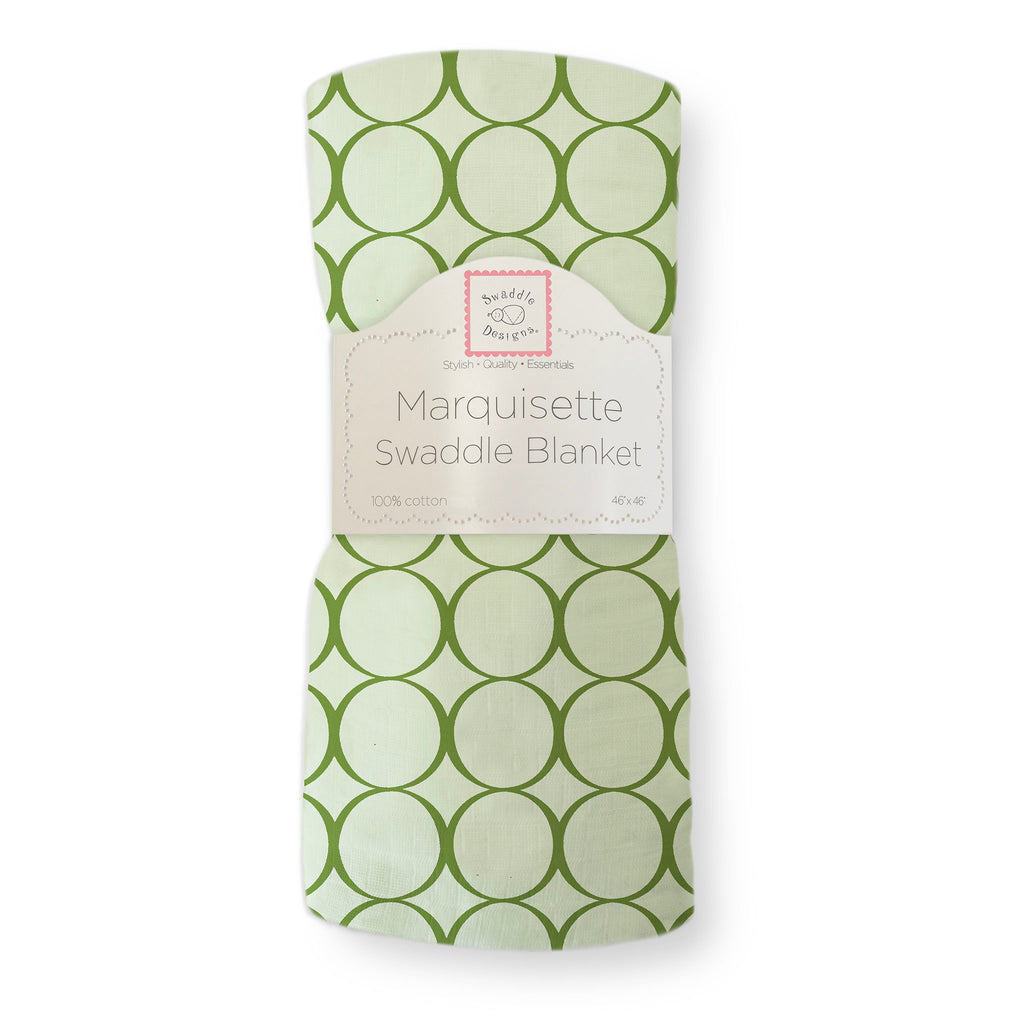 Marquisette Swaddle Blanket - Jewel Tone Circles, Pure Green
