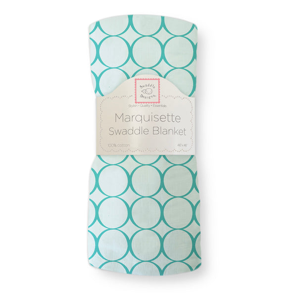 Marquisette Swaddle Blanket - Jewel Tone Circles, Turquoise - ONLY 1 LEFT!