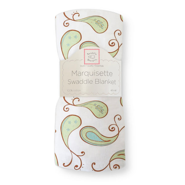 Marquisette Swaddle Blanket - Triplets Paisley, Kiwi - ONLY 3 LEFT!