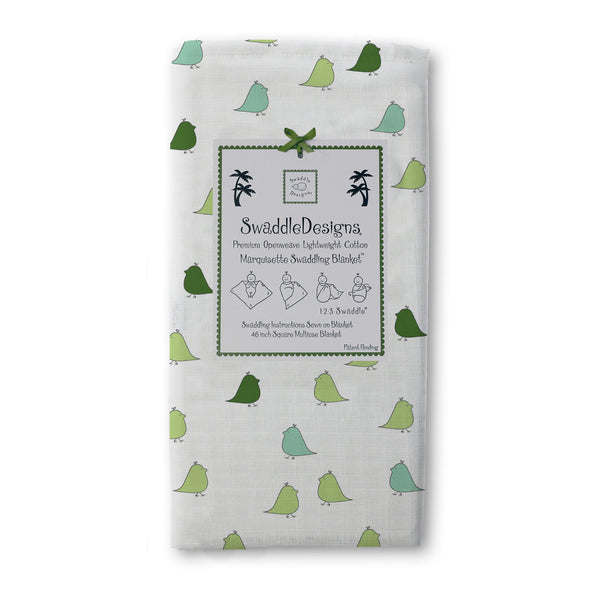 Marquisette Swaddle Blanket - Little Chickies, Pure Green