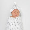 Muslin Swaddle, Pajama Gown and Hat Gift Set - Tiny Triangles, Sterling, Newborn