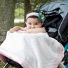 Stroller Blanket - Pastel Puff Circle, Ivory with Pastel Pink Trim, Large, 30x40 inches