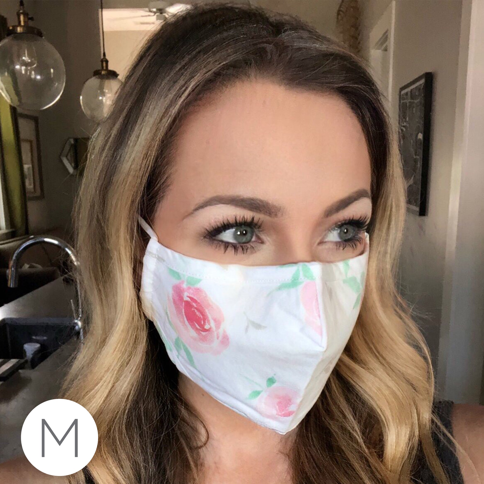 Cotton Cloth Mask Chambray, Watercolor Floral SwaddleDesigns