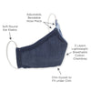 Adult 3-Layer Woven Cotton Chambray Face Mask, Denim - Guardian Angel