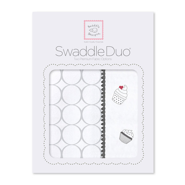 SwaddleDuo - Sterling Mod Circles + Cupcakes